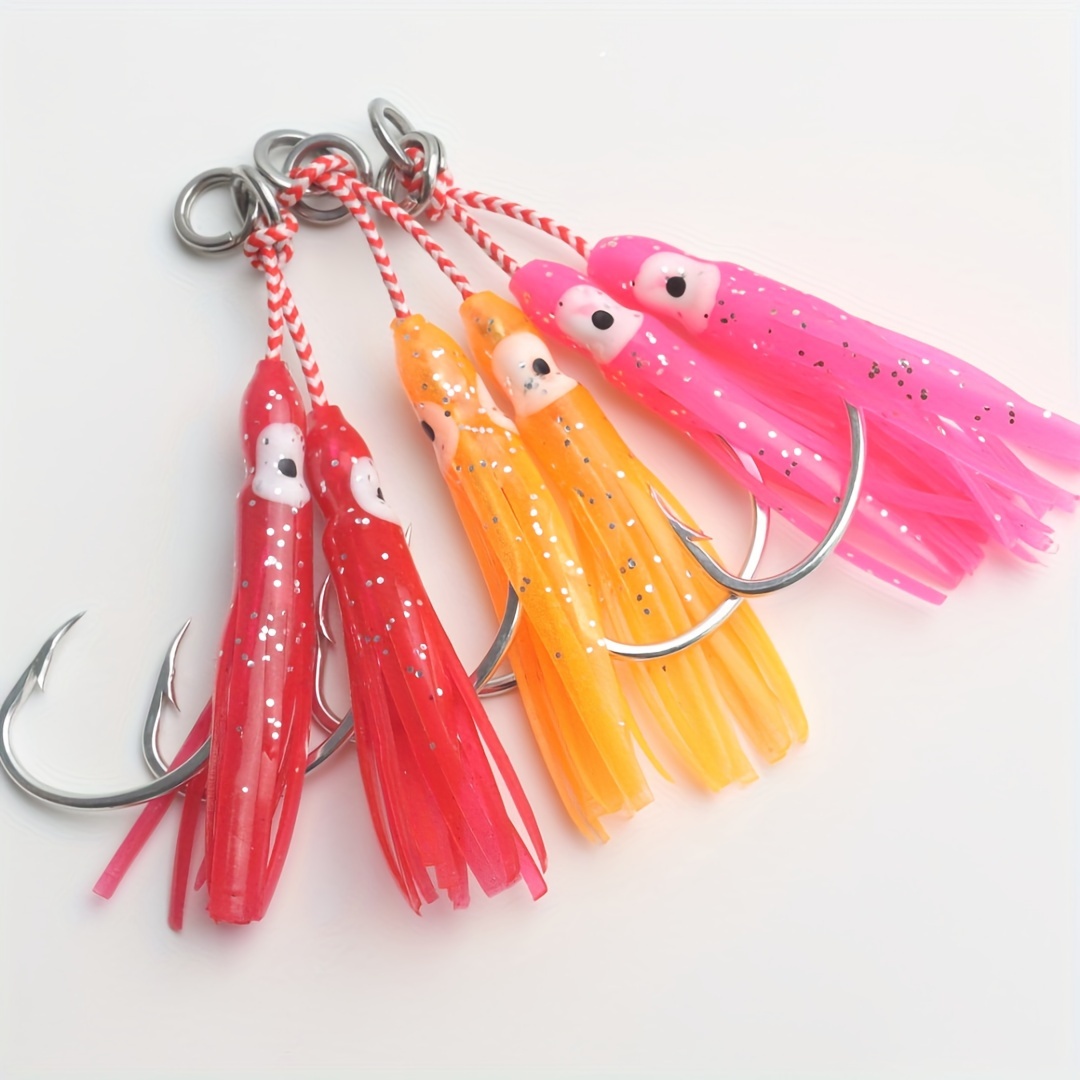 Buy OROOTL Fishing Assist Hooks for Jigging, Jig Assist Rig Hooks with Glow  Fish Skin Flasher Silk Slow Pitch Double Fishing Hooks with Braided PE Line  Solid Ring Online at desertcartCyprus
