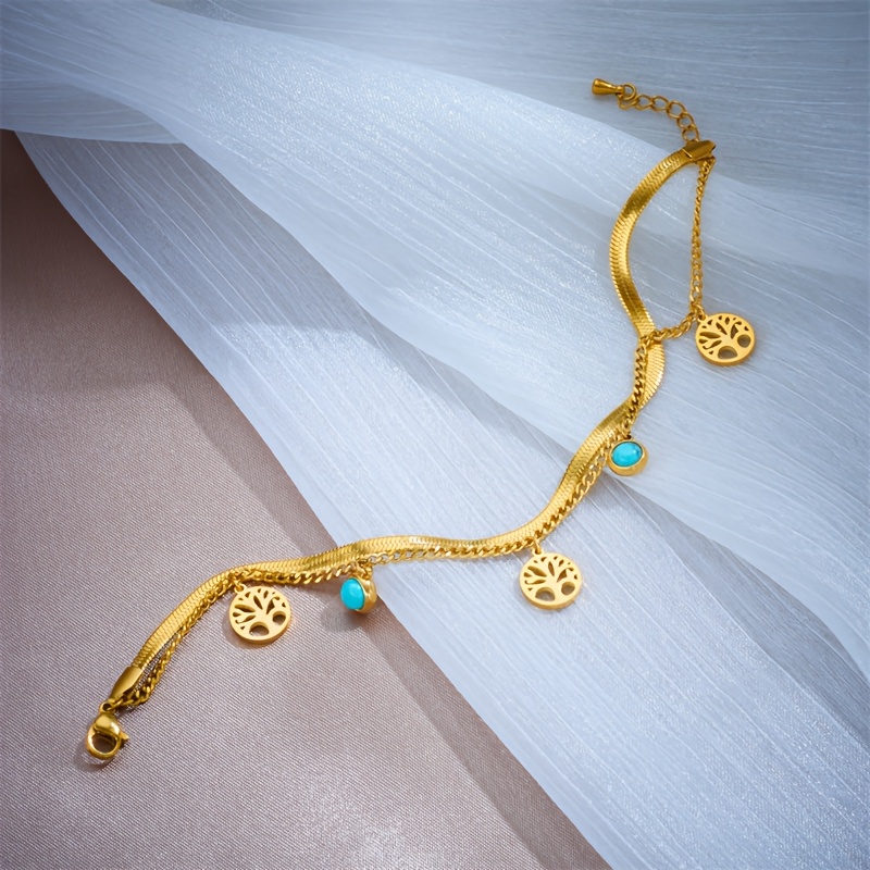 Women's Classic Life Tree Bracelet with Double-layer Chain
