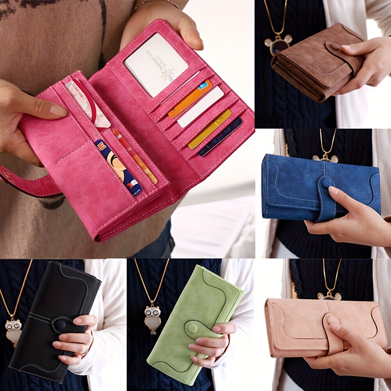 

Vintage Style Women's Large Capacity Leather Wallet | Secure Snap Closure, Multi-card Slots & Durable Zip Pocket Long Bifold Handbag