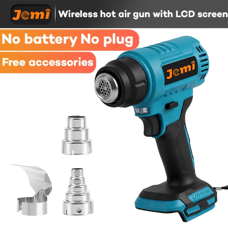 TEMU Lcd Digital Display 50℃-550℃ Adjustable Portable Battery-powered Heat Gun, Compatible With Makita 18v Battery, Suitable For Shrink Film Making