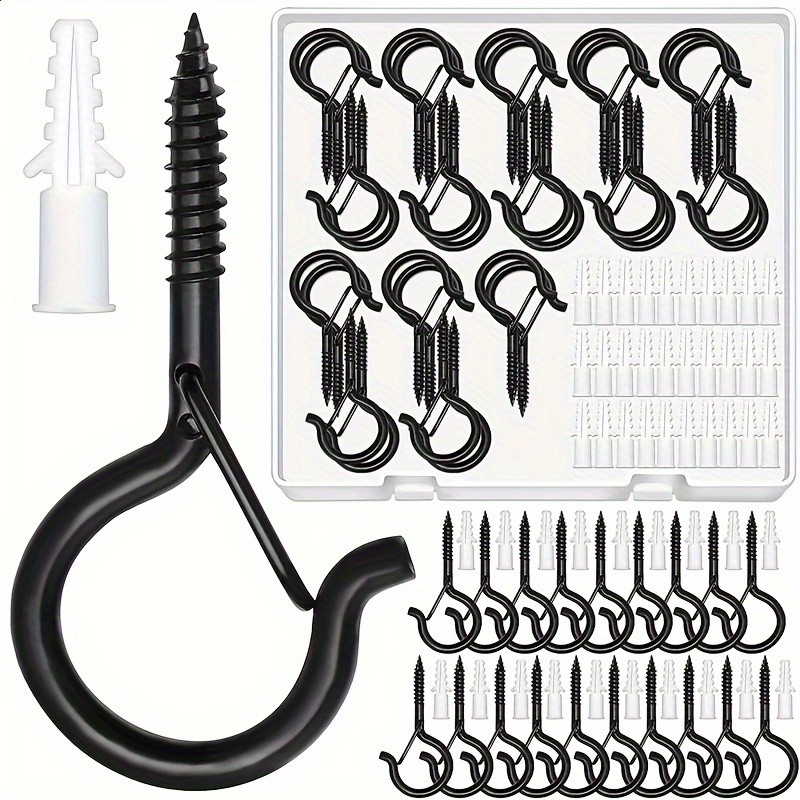 Ceiling Hooks With Safety Buckle, Screw Hooks For Hanging Plants & Outdoor  String Lights, Wall Hangers & Light Hangers For Party And Festival Decorati
