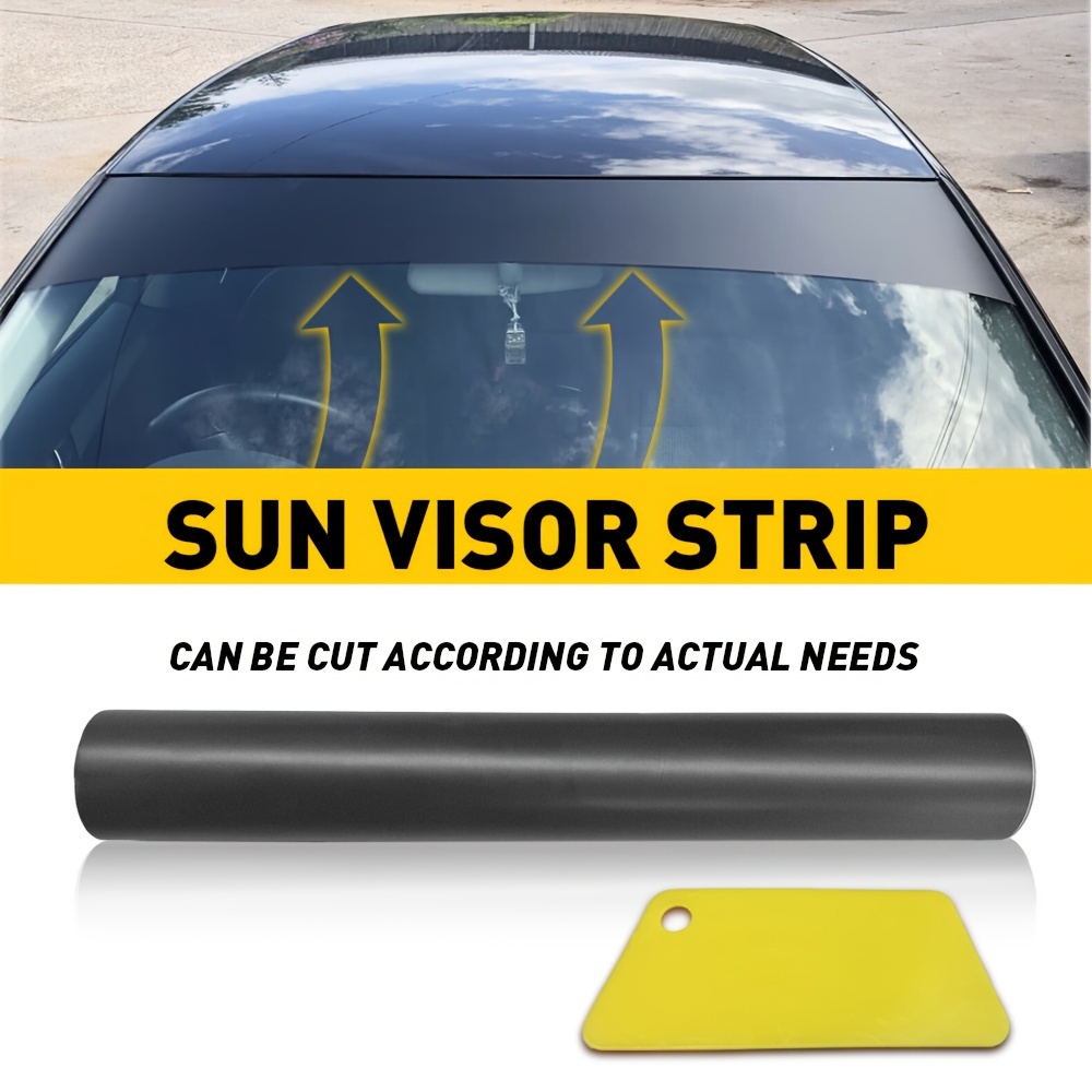 

1pc Sun Visor Strip Windshield Vinyl Long Premium Blank Decal For Car Of Front Windshield, , Black, White, 10*60inch