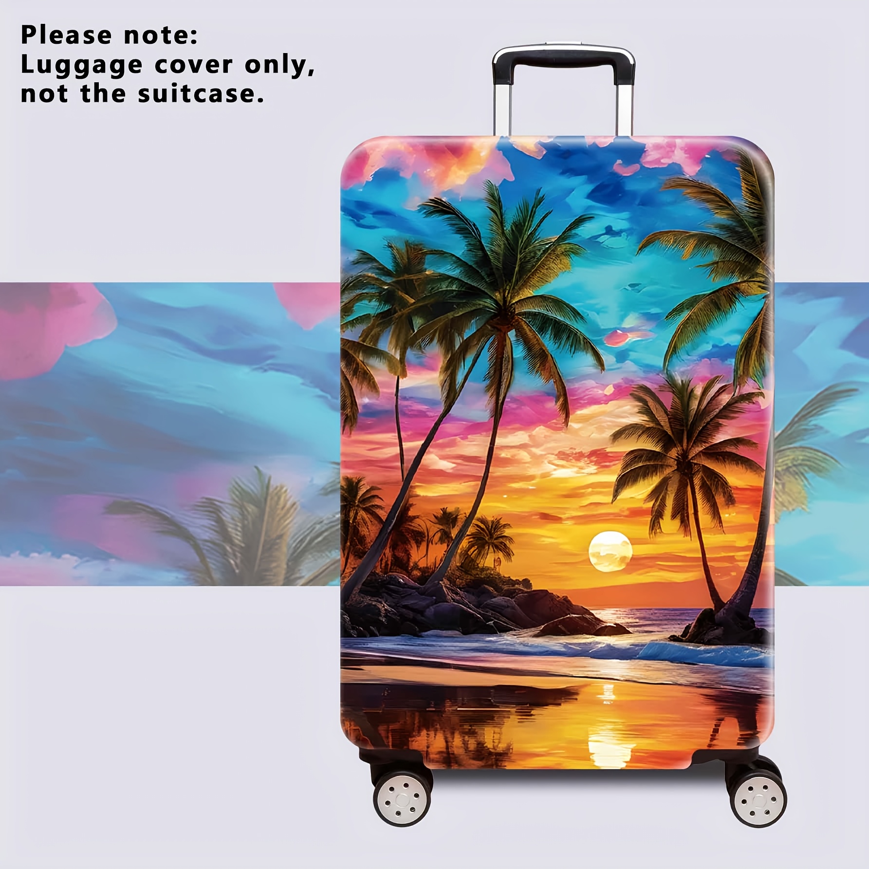 TEMU 1 / Estampado de playa con de coco / Diseño de impresión / Protector de maleta ( únicamente el protector de maleta, no incluida) / para maletas