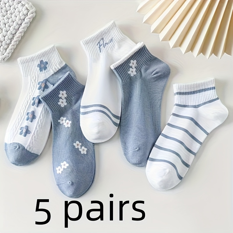 E-shop 5-Paar/10-Paar Damen Niedliche Vielseitige Atmungsaktive Freizeit-Sport Frische Kurzsocken für Alle Jahreszeiten
