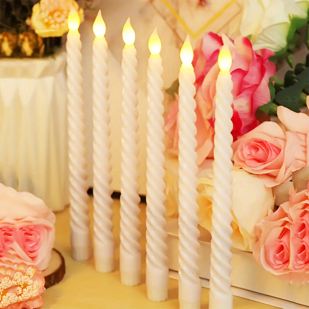 6pcs White LED Spiral Long Pole Electronic Flameless Candle Lights