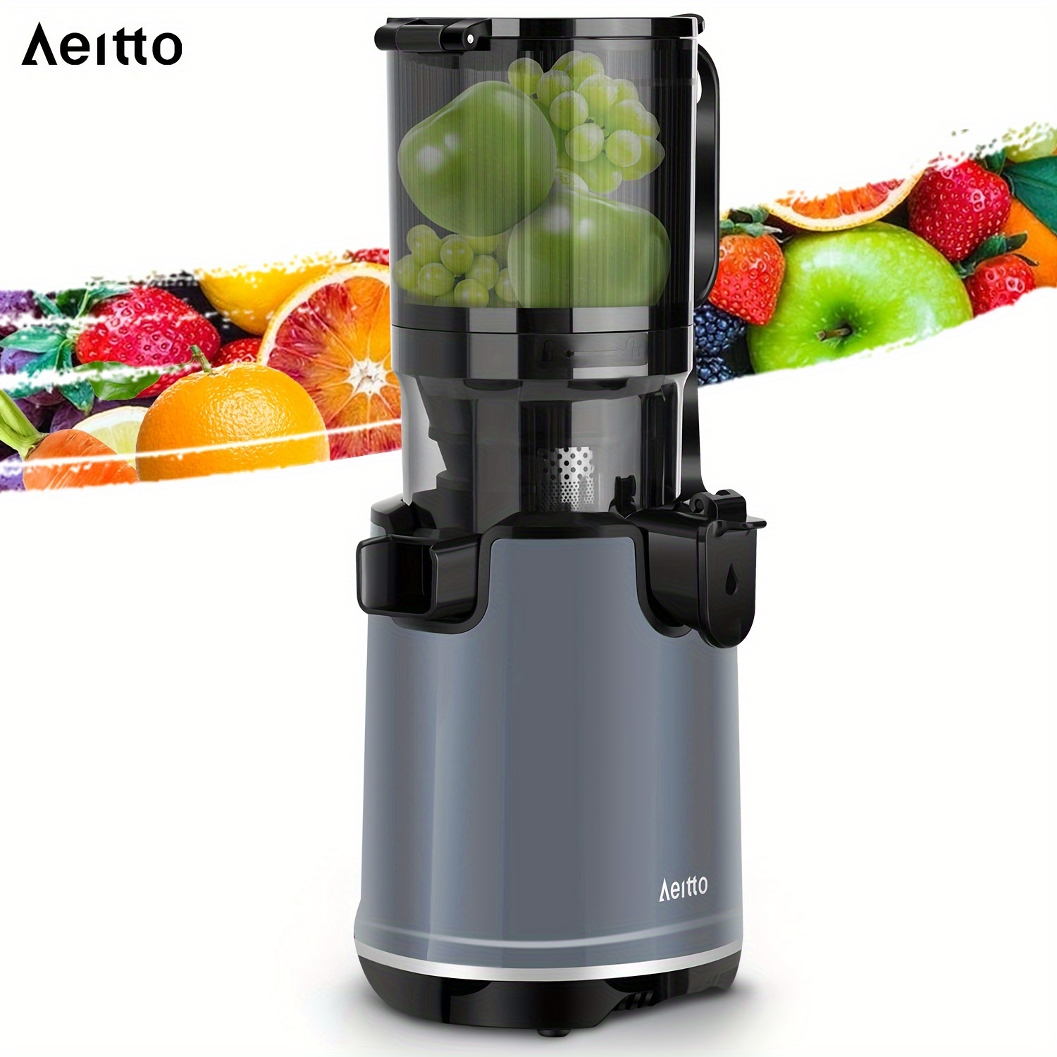 TEMU Aeitto Juicer Machines, Cold Press Juicer With 5.3" Extra Large Feed Chute, 1.7l Large Capacity, 250w Whole Fruit Juicer For Vegetable And Fruit, Easy To Clean With Brush, Yield