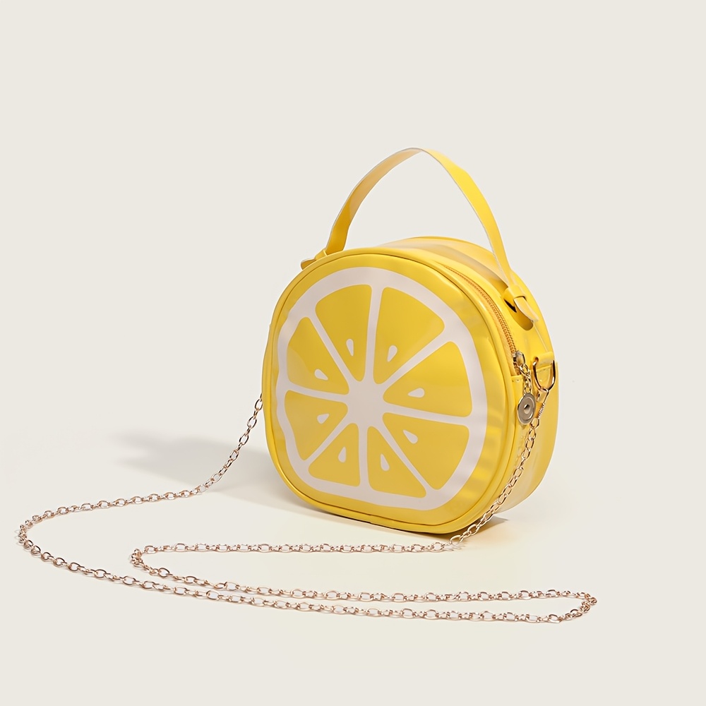 TEMU Jlch Women's Lemon Crossbody Bag With Detachable Strap & Zipper Closure - Large Capacity Nylon Shoulder Purse, Sparkling Suitable For Commuting,