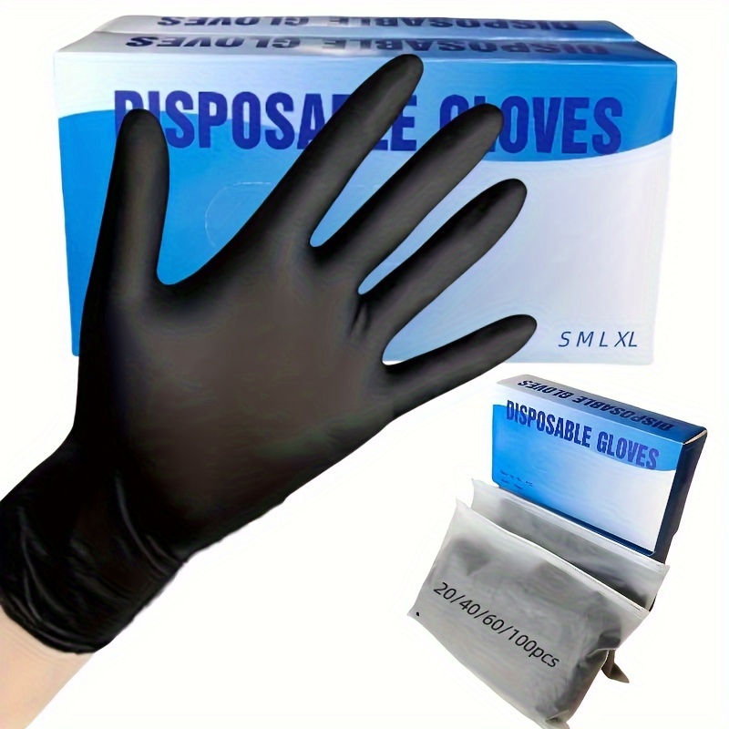 

20/40/60/100pcs Black Disposable Nitrile Gloves, Powder Free, Latex Free, Household Disposable Gloves, Suitable For Cleaning, Household Gloves