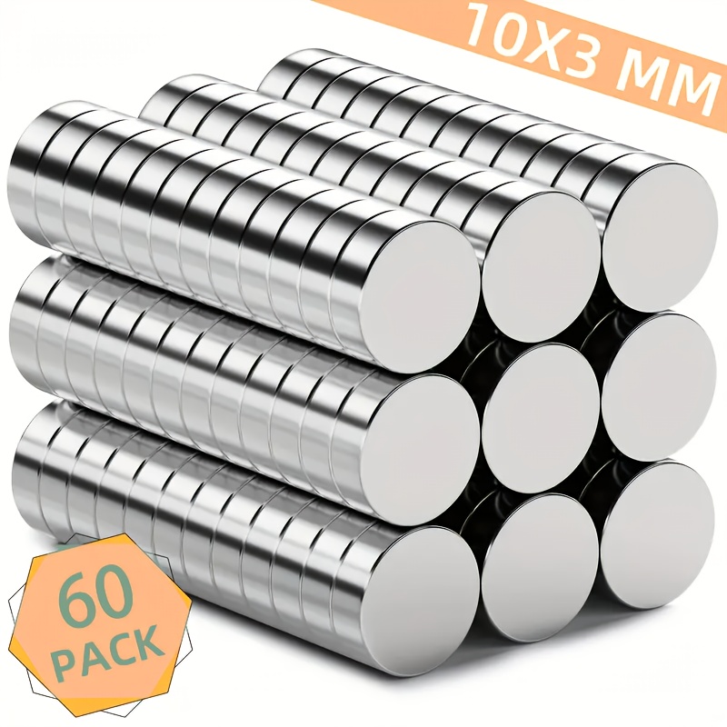 Image of A Pack Of 60 Magnets, 10x3mm, Fridge Magnets, Approximately 4.41 Lbs, Perfect For Refrigerators, Magnetic Boards, Metal Surfaces, Round, Home Kitchen Additions - Ideal For Use At Home And !