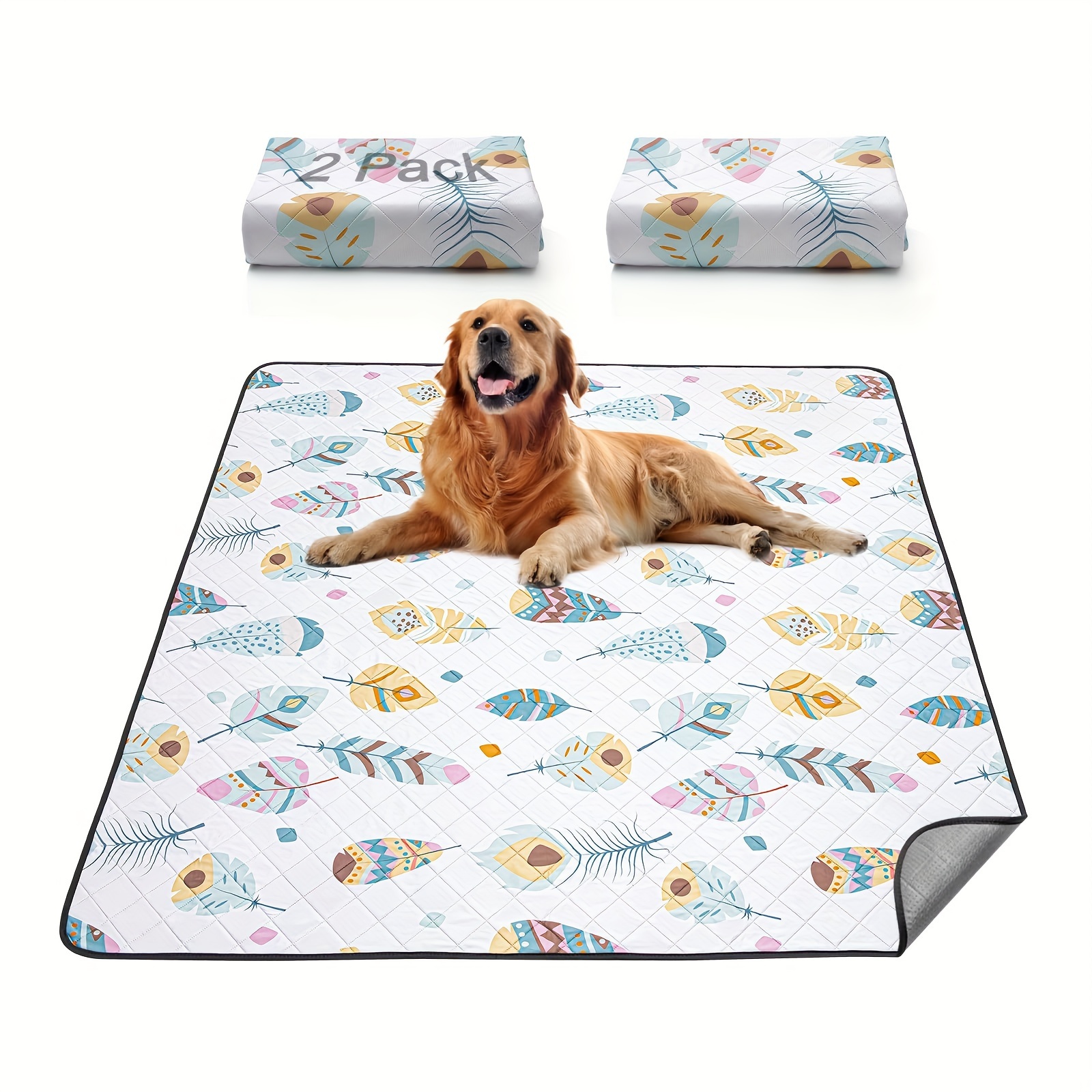 TEMU 2 Pack Washable Pee Pads For Dogs, Ultra-absorbent And Leak-proof Whelping Pads, Non-slip Reusable Dog Training Pads, Easy- For Indoor/outdoor