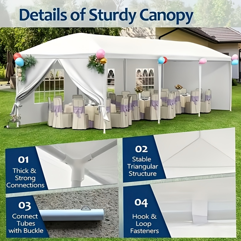 Party Event Canopy Life Choice Heavy-Duty 3.05x9.14meter Outdoor Party Tent with Removable Sidewalls and Double Doors - High-Quality Event Awning with Stake Ropes for Easy Setup, Large Capacity Wedding, BBQ, Beach Commercial/Home Outdoor Shelter