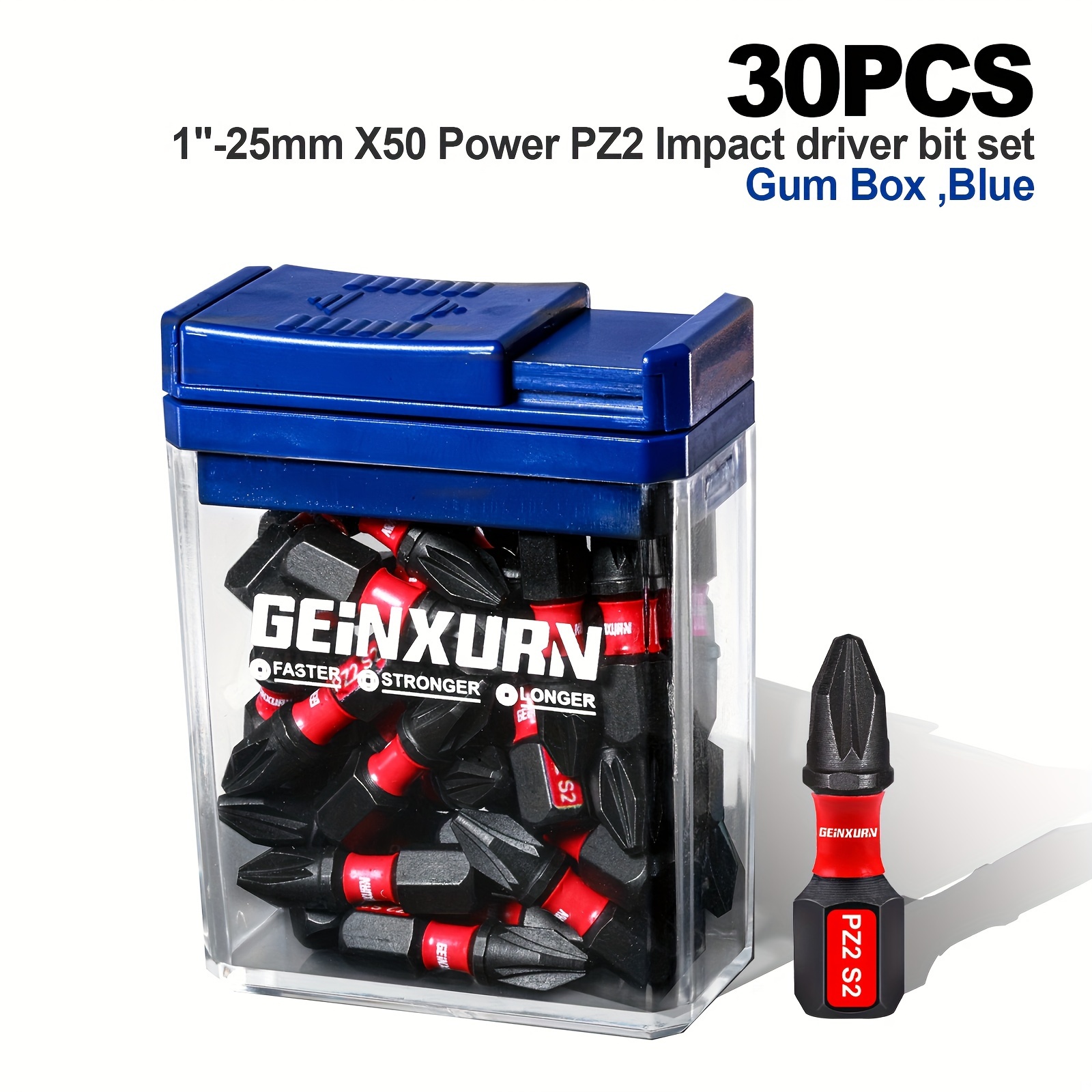 

Geinxurn 30pc Power Impact Screwdriver Bit Set, S2 Steel Hex Head With No Required For Drills & Drivers - Case Included