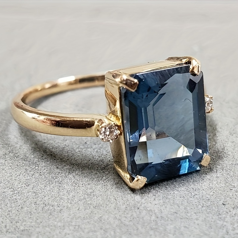 Image of 1pc Elegant Blue Zirconia Women's Ring, Engagement Gift Party Jewelry!