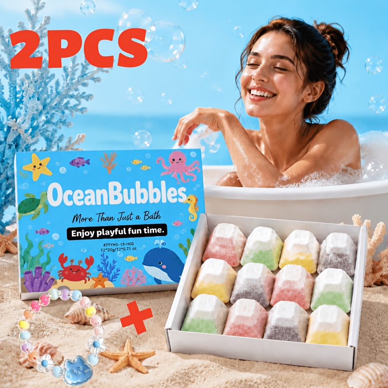 Image of 12pcs Dainty Cube , Mild Foaming Warm Relaxing , Colorful Underwater Bath Collection As Sweet Gifts For Birthday Christmas