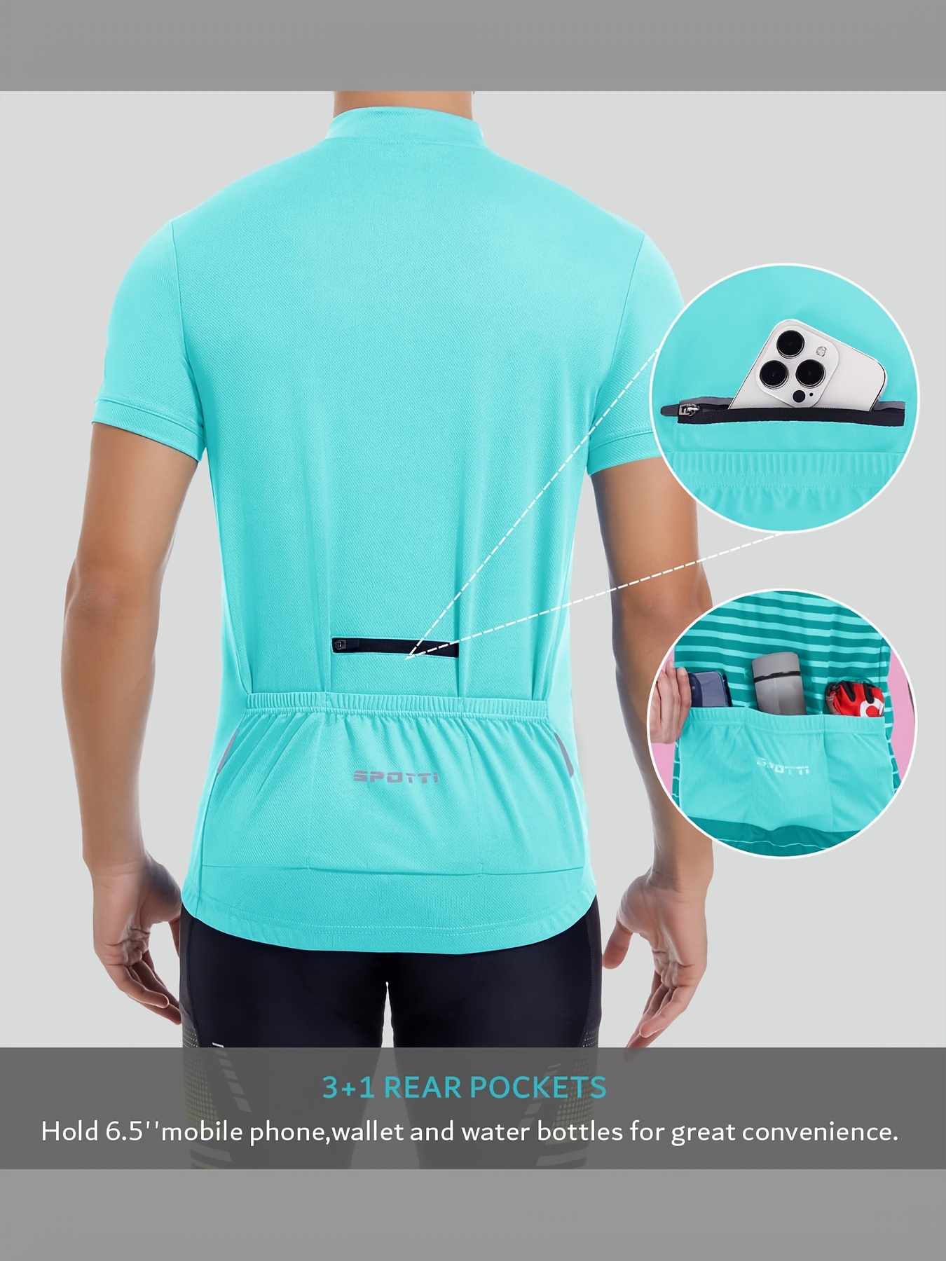 Men's Cycling Jersey With 3 Rear Pockets - Breathable Bike Shirt For Road & Mountain Biking