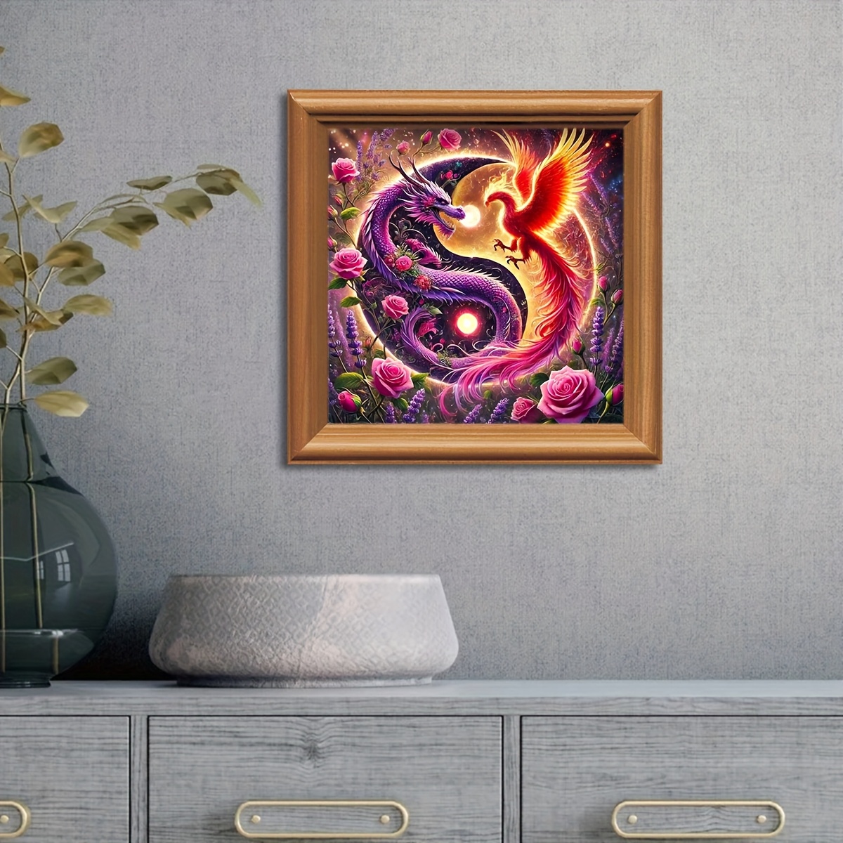 TEMU 1 Set - Dragon And Phoenix Theme Cross Stitch Kit, Diy Art Needlework Supplies, 11ct Embroidery Painting, Creative Handmade Relax Gift. Complete