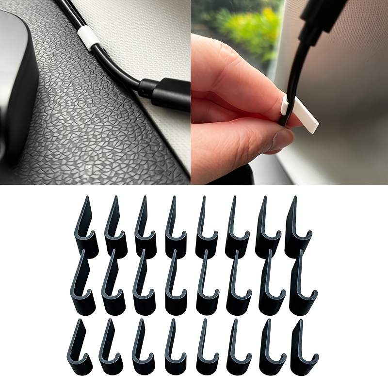 TEMU 30 stuks kabelclips voor autodashboard - 15 stuks in zwart en 15 stuks in wit, compatibel met een draaddiameter van 3,4 mm. Beschikt over een