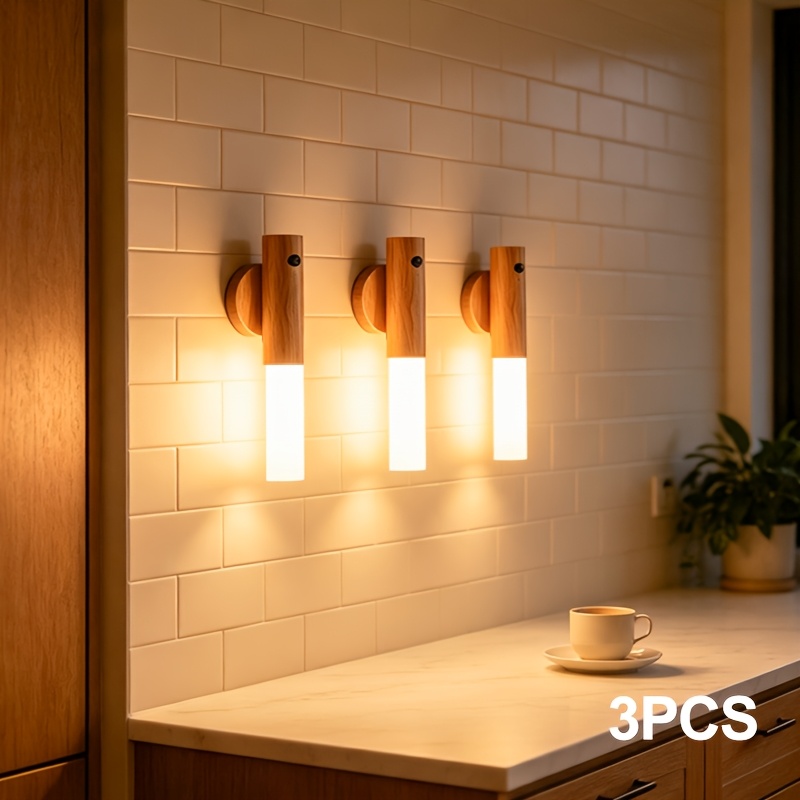 Detachable Magnetic Wooden LED Wall Sconce Night Light