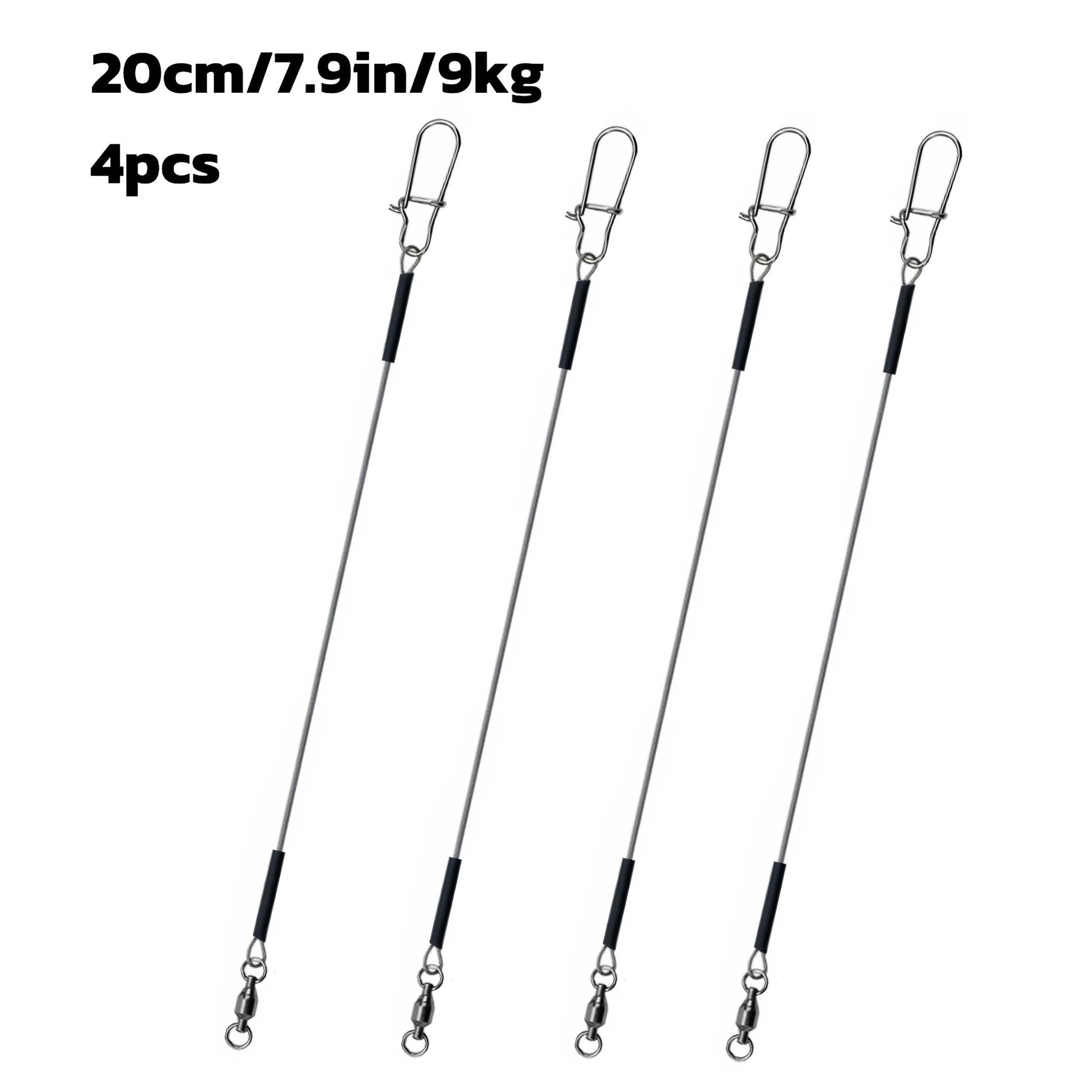 TEMU 4pcs Steel Wire Fishing Leader With Swivel Snap, Anti-bite Strong Leader Line For Lure Fishing, Saltwater & Freshwater Fishing