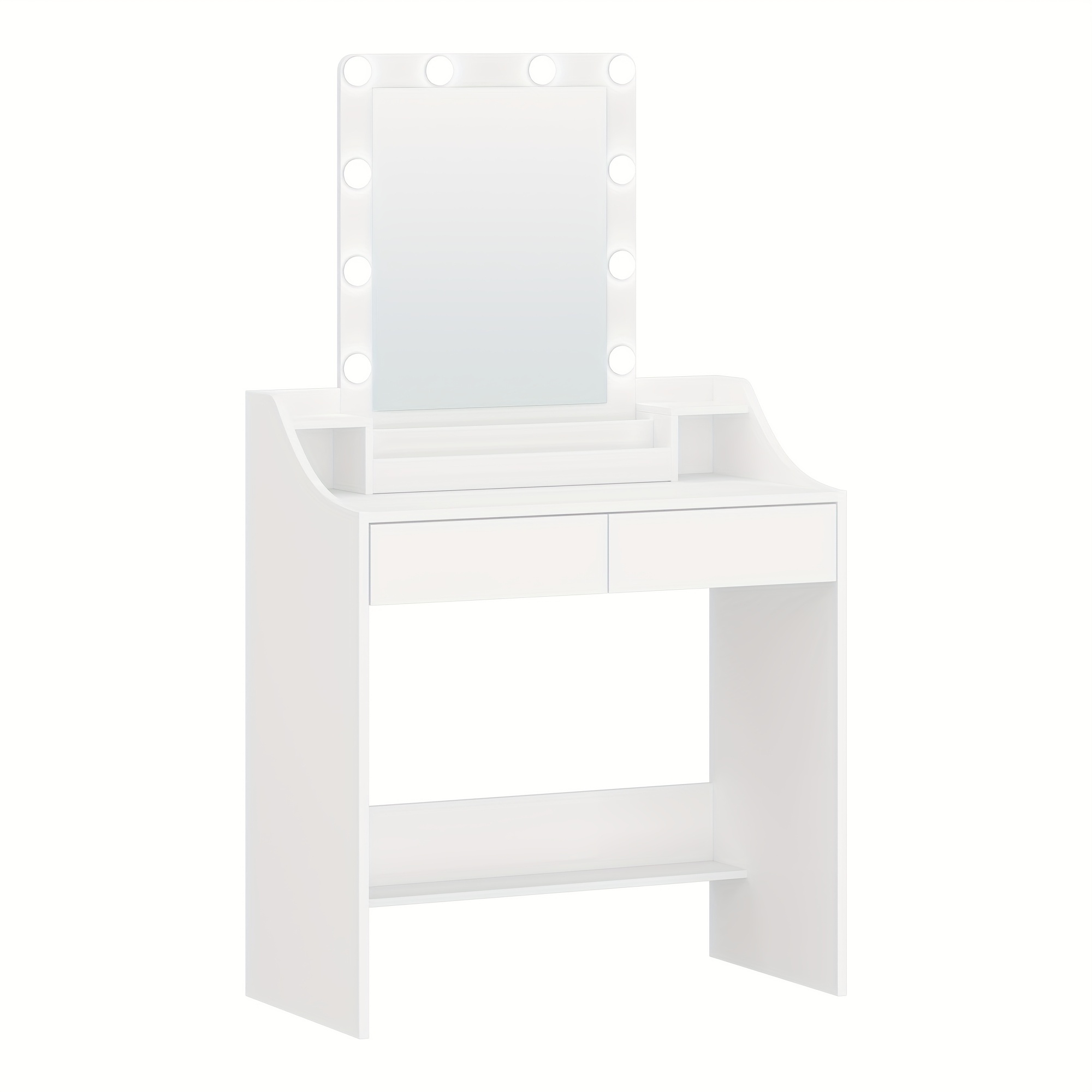 TEMU Coiffeuse avec éclairage LED, luminosité réglable, coiffeuse avec , avec 2 tiroirs et 3 compartiments , moderne, blanche
