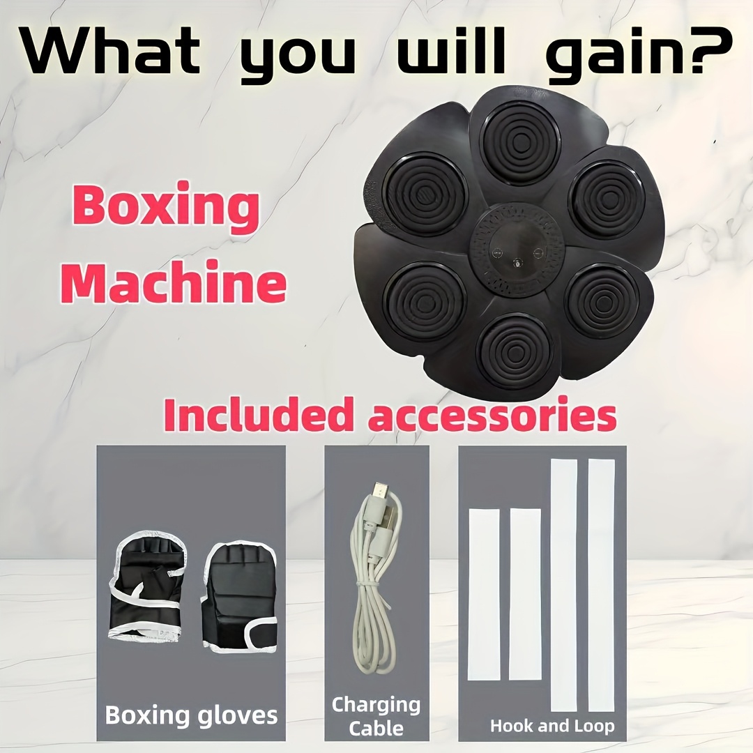 1pc electric boxing machine 9   18 speed options no drill installation   6 large punching  s connects to mobile phone music smart music boxing   reaction speed rhythm exercise equipment   gloves best birthday gift Product details 5
