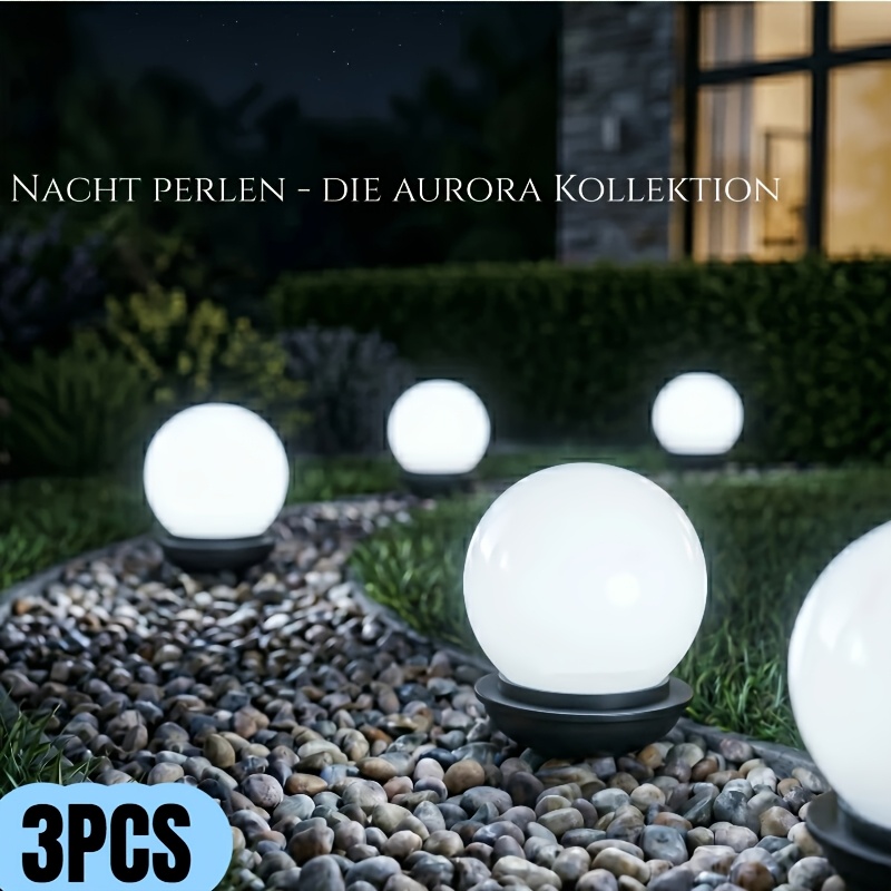 Lot de 3 boules lumineuses solaires pour pelouse, ambiance de fête extérieure, paysage, décorations lumineuses pour célébration de festival, éclairage esthétique pour base de camping, éclairage de paysage de jardin, parfaitement intégrées à la nature