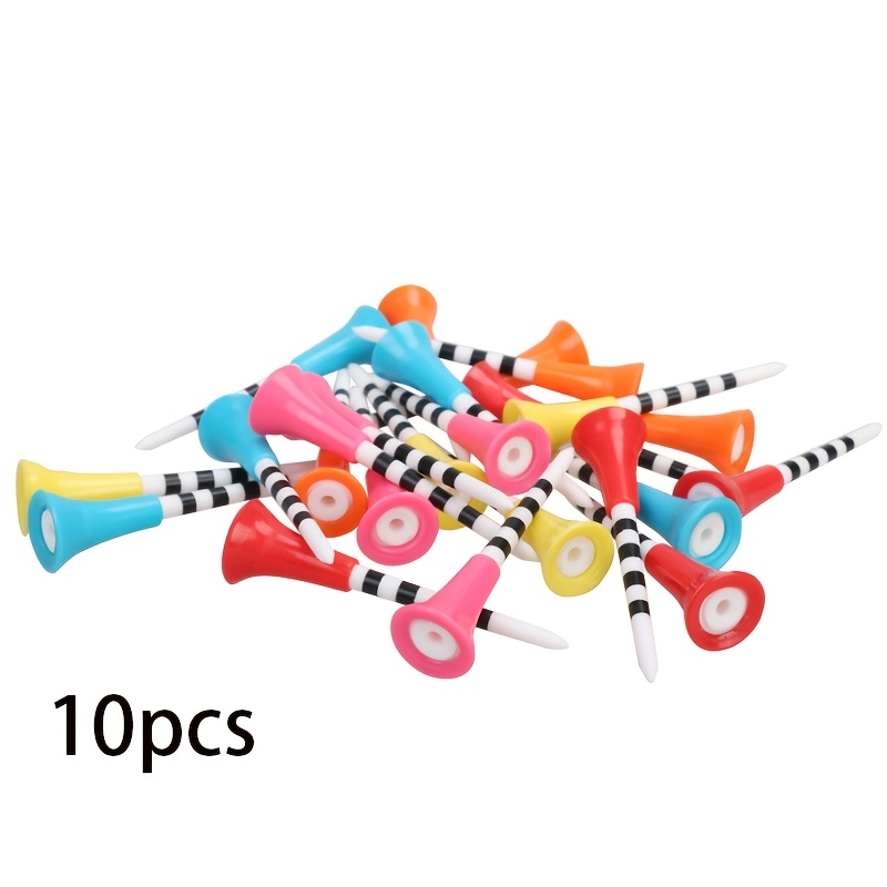 TEMU 10pcs Of Mixed Color Golf Tee Pegs, 83mm, Reusable And Portable. Durable Golf Tees That Are Perfect For Easily Placing The Ball And Enhancing