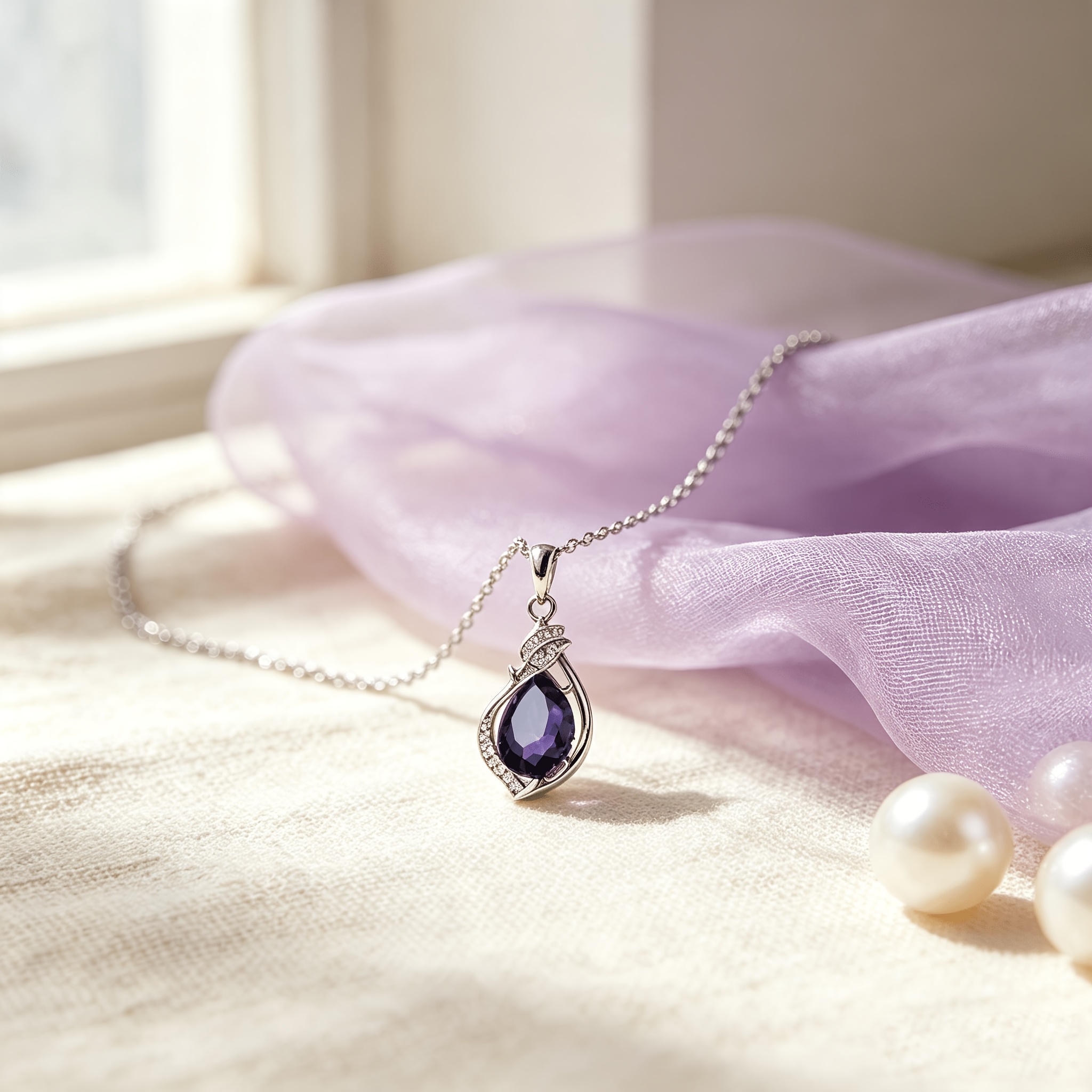Women's Light Luxury Zirconia Set Choker Necklace with Waterdrop Gemstone