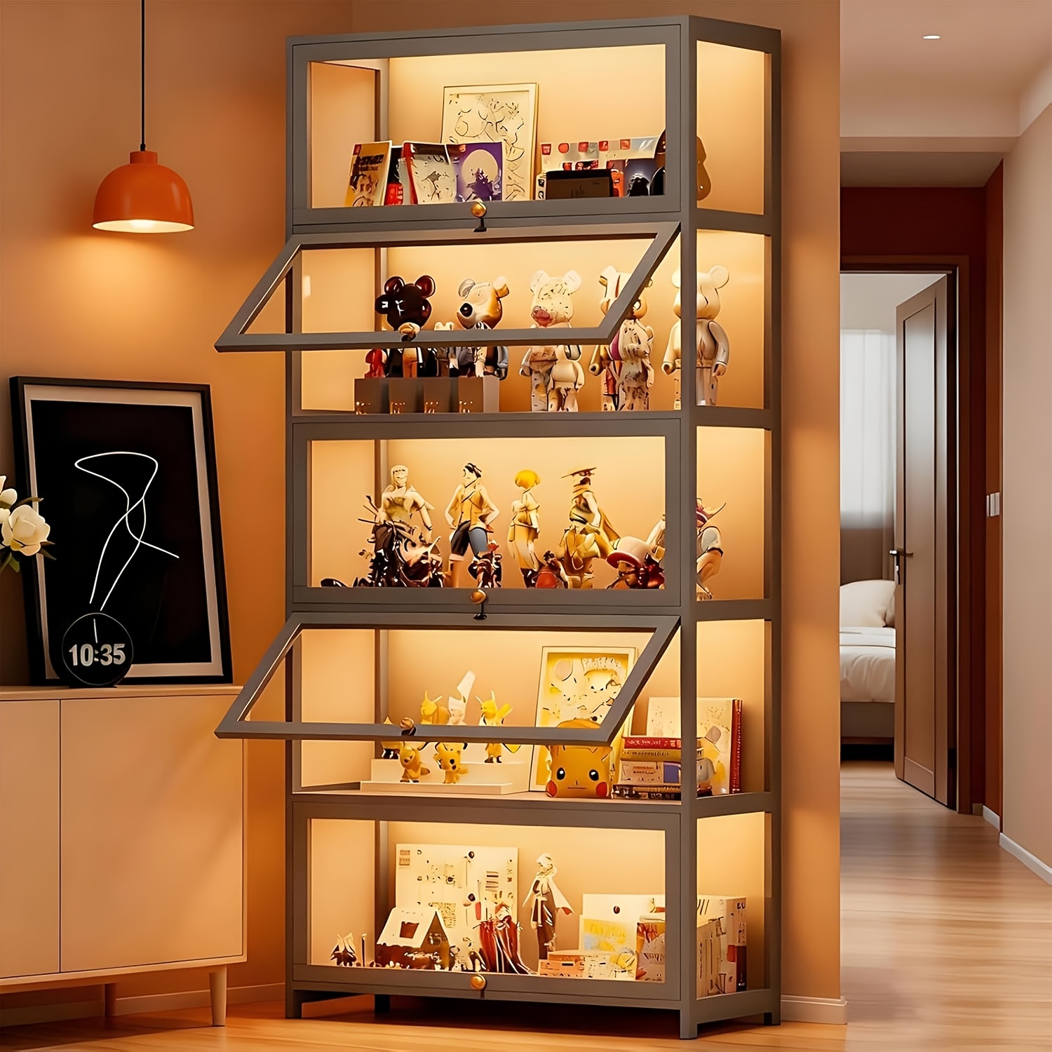 Display Cabinet Tall Cabinet Floor Display Cabinet Collecting Cabinet Bookcase Acrylic 172cm/ 67.72in