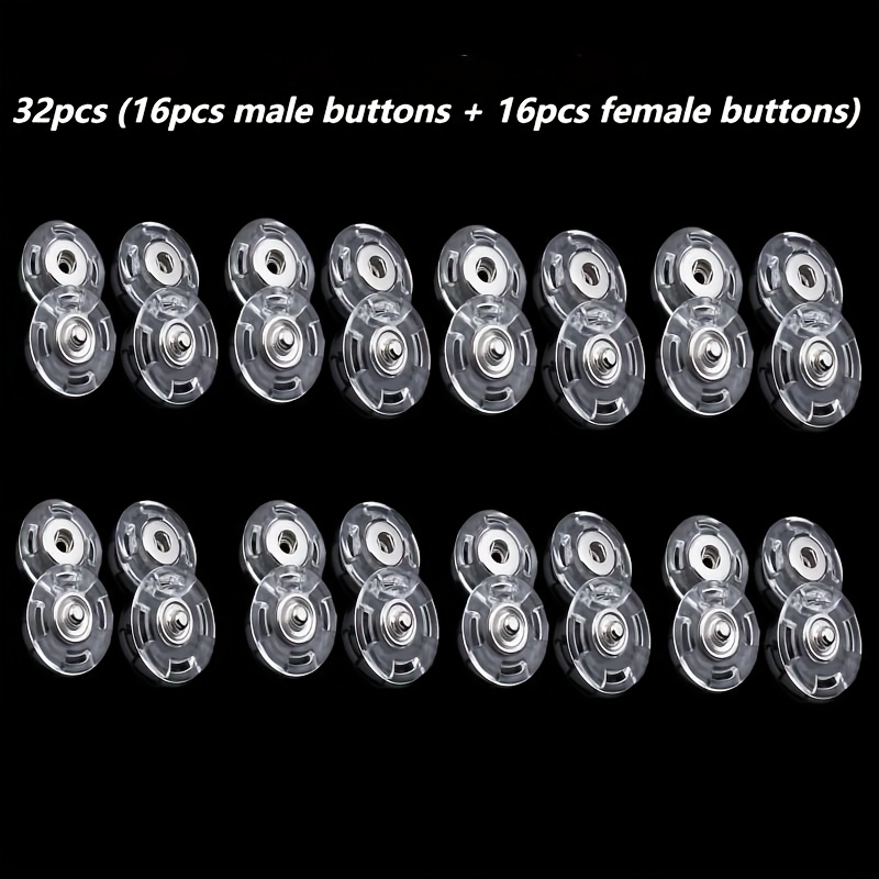 16/32pcs Transparent Invisible Snap Buttons - Secure, Invisible Fasteners For Sweaters And Shirts, Outerwear, Knitwear, Non-exposure Design