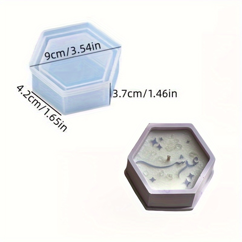 Image of Geometric Storage Box Molds For Epoxy Resin, Including A Hexagon Candle Jar Resin Mold And A Transparent Wax Container Mold, Perfect For Jewelry Boxes, Resin Clay Art, And Home Wedding Decorations