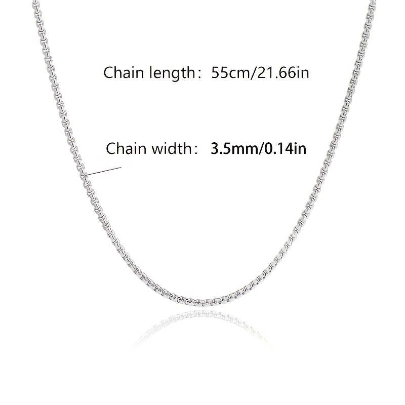 Image of 925 Silvery Plated Men's Exquisite Plain Chain Calm Atmosphere Classic Hypoallergenic Birthday, Valentine's Day, Halloween, Christmas, Holiday Gift , With Beautifully Packaged Gift Boxes.