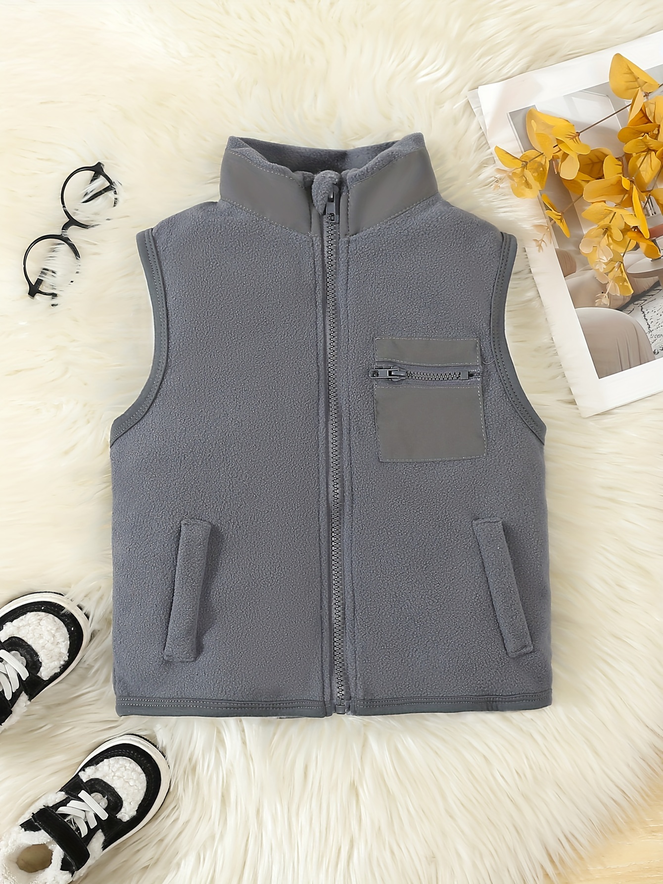 fashion boys zip up vest 1pc vest boys casual stylish zip cardigan fashionable Temu Mauritius