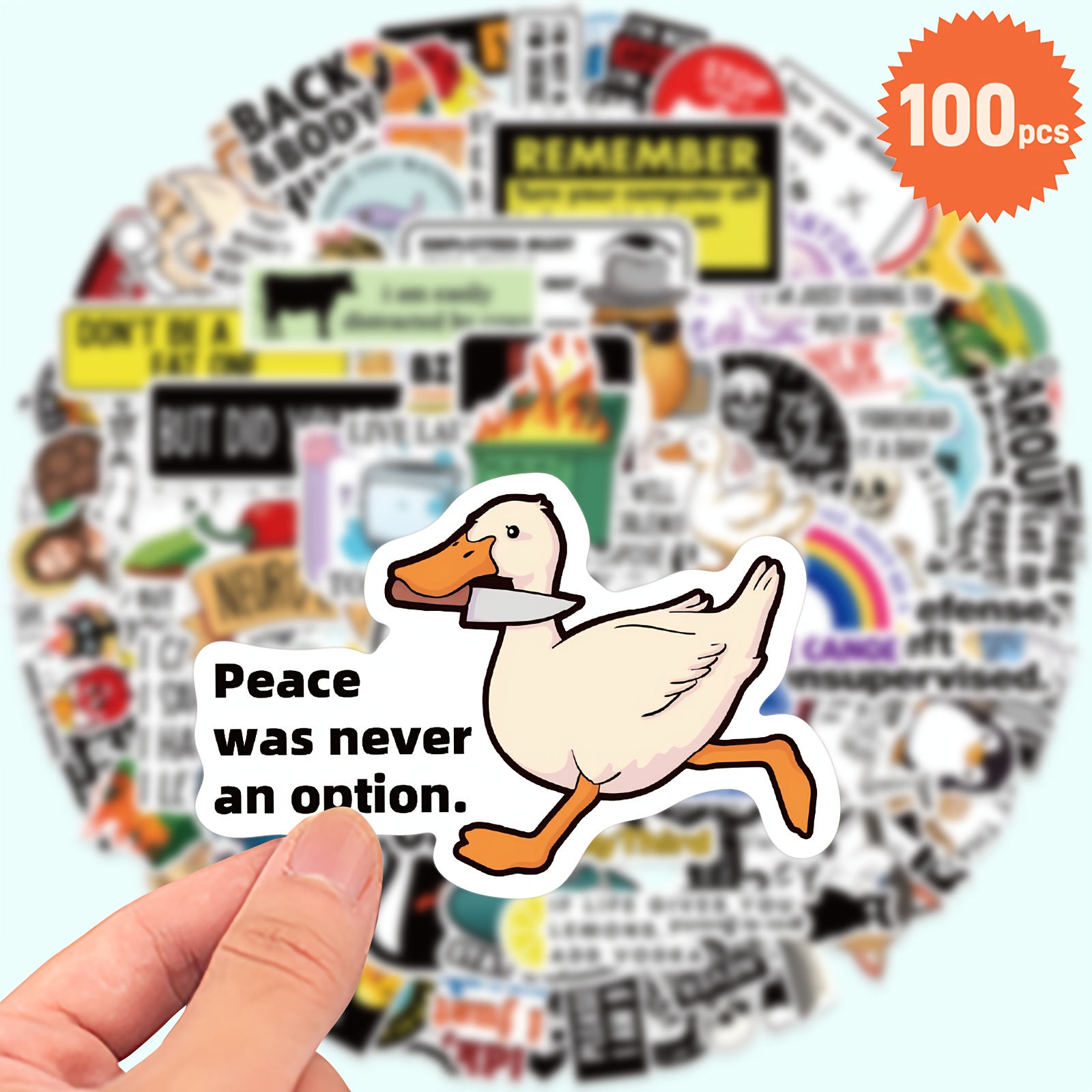 100 pack funny graffiti vinyl stickers white reusable decals for notebooks scrapbooking reward gifts humorous sketches