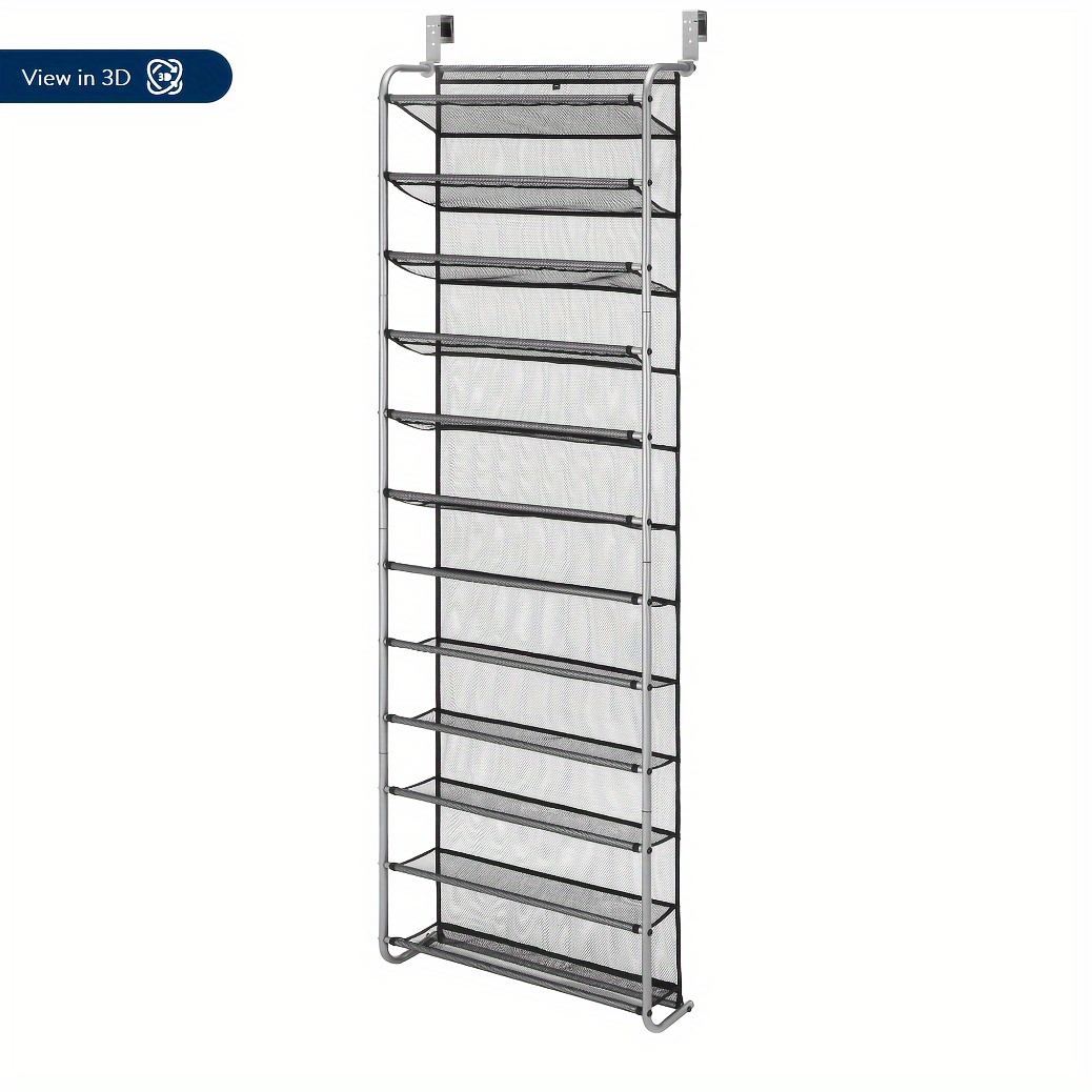 

12-tier Over The Door Shoe Rack For 36 Pairs, Metal, Gray