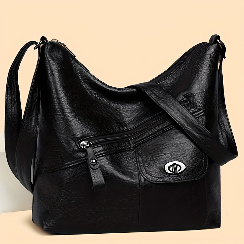 Image of Women's Fashion Crescent Solid Color Versatile Shoulder Bag Large Capacity Multi- Fabric Crossbody Bag Commuting Handbag Gift Bag Work Bag Coin Purse Multifunctional Travel Backpack