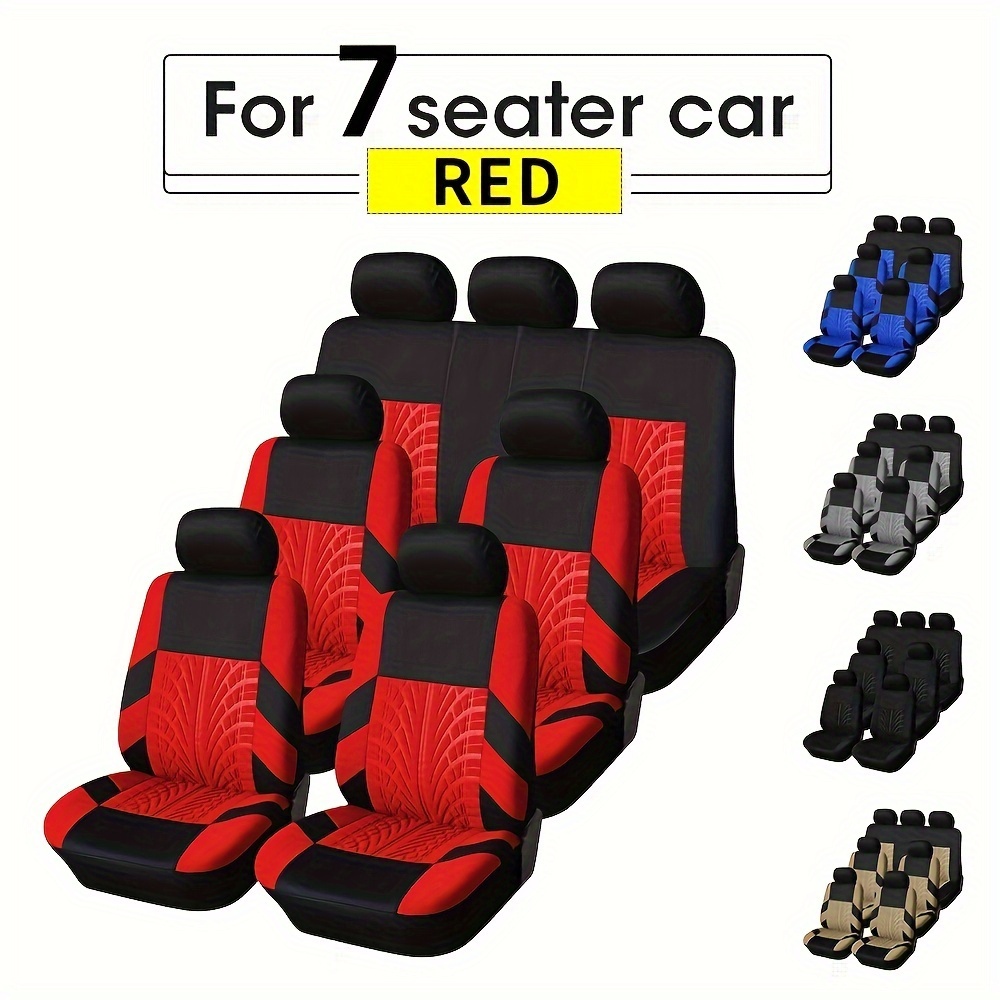 

7-piece Universal Fit Polyester Car Seat Covers, , Sponge Filled, Machine Washable, Track Detail Style, Knitted Fabric, For Most Cars