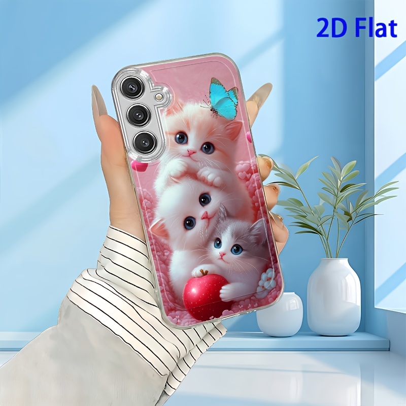TEMU Phone Case - 2d Flat Pattern 3 Cute Kittens Phone Case For Galaxy A02 A03s A04 A05s A06 A13 A14 A15 A16 5g A21s A22 A23 A24 A25 A26 A32 A34 A35