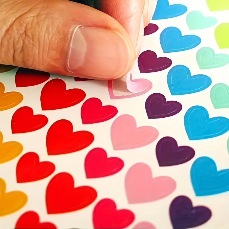 18 Sheets, 1512 Count Colorful Heart, Star, and Dot Stickers - Paper Adhesive Seals for Scrapbooking and DIY Crafts, Single Use, Glossy Finish