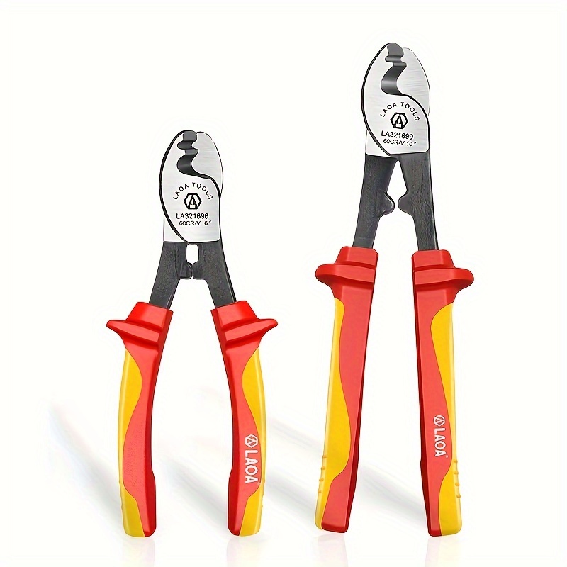 

Laoa 6" & 10" Insulated Cable - Metal Wire With Red & Yellow Handles, Electrician's Essential Tool For Safe Cable Cutting, Wire Stripping Tool