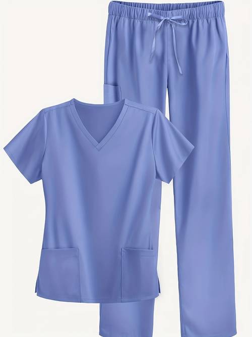 womens v neck uniform comfortable and stylish scrub short sleeve pockets included solid for nurses and healthcare professionals
