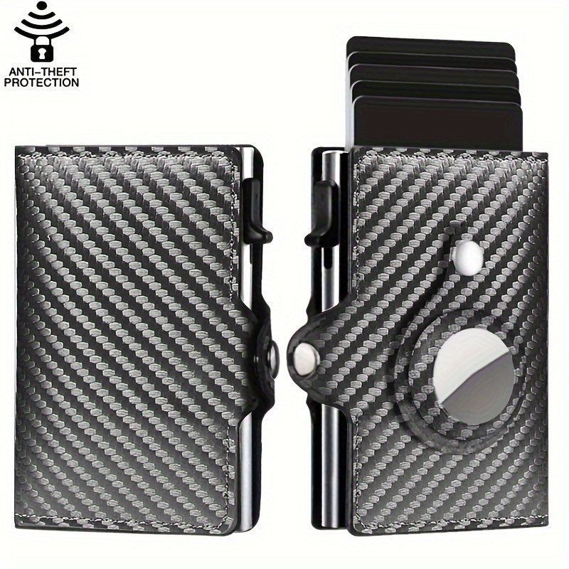 

Premium Aluminum Alloy & Leather Wallet With Side-open Pop-up Card Holder, Slim , 8 Card Slots - In Black