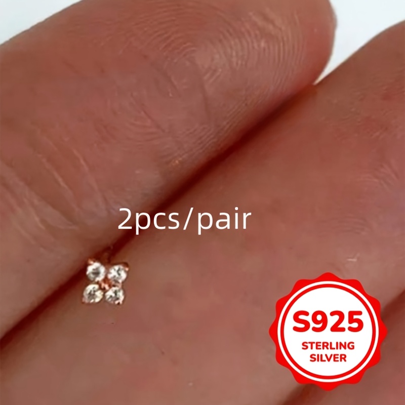 925 Sterling Silver Flower Drop Earrings with Cubic Zirconia