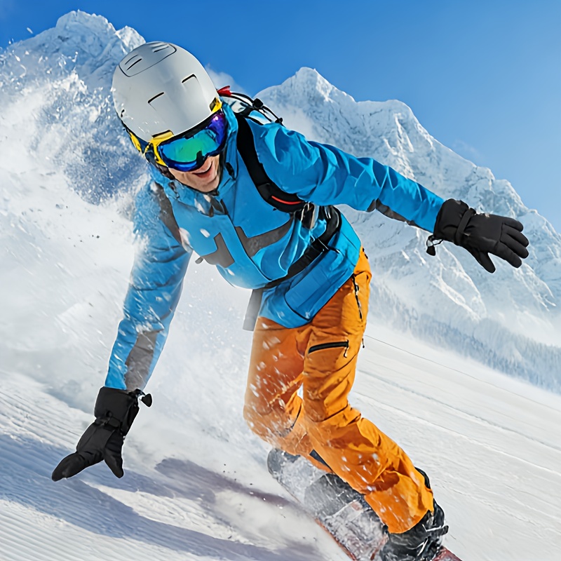 Men's Warm Skiing Gloves with Touch Screen, Adjustable Wristband