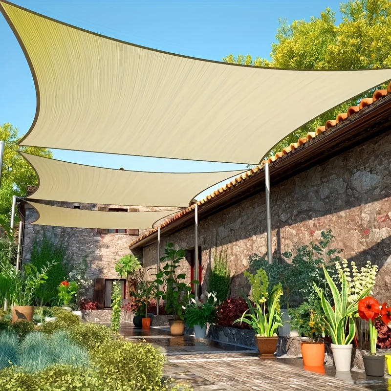 

Waterproof Uv Protective Polyester Shade Sail - Large 400x300cm Rectangle Sun Canopy For Patio And Garden With 4 Ropes Included