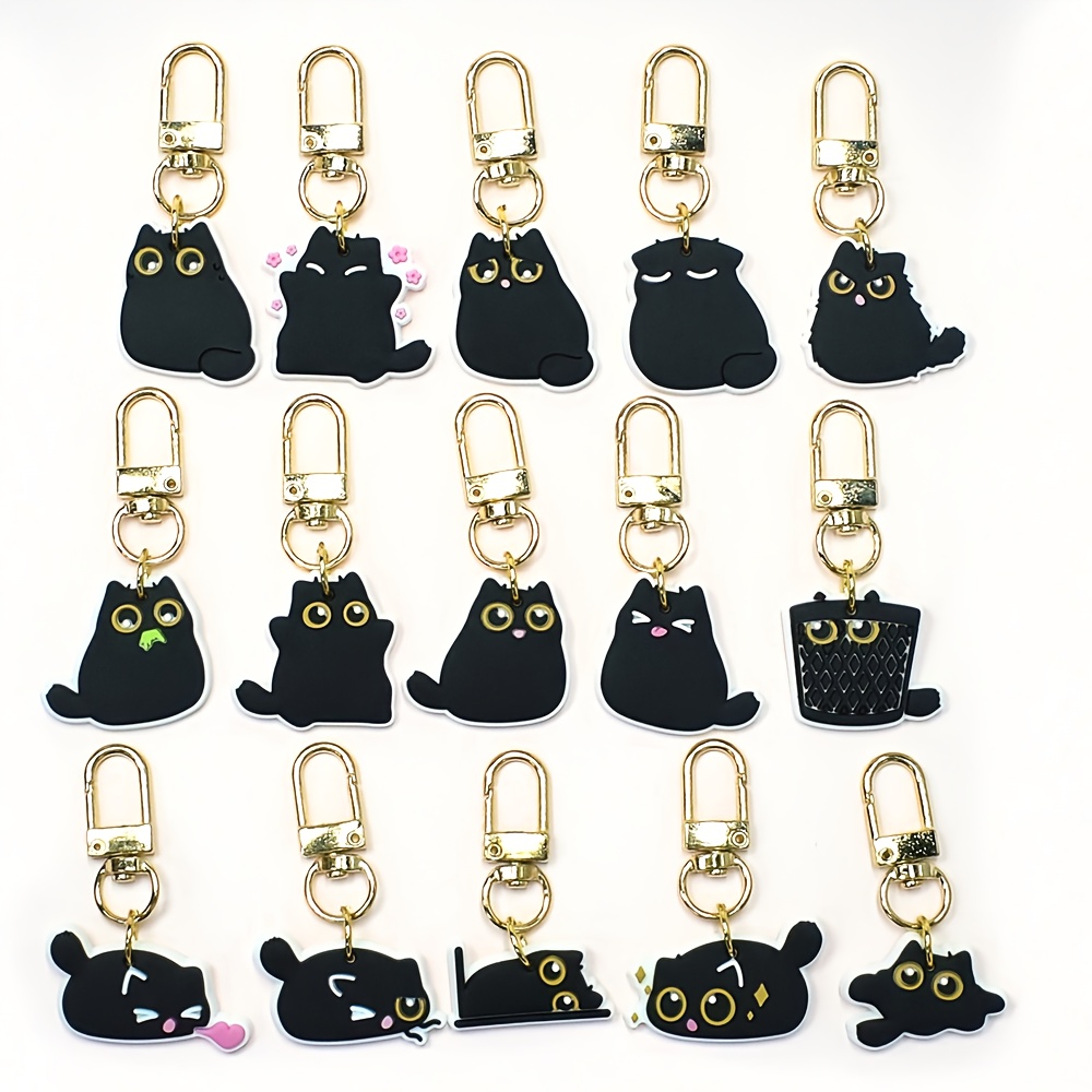 TEMU 15pcs Plastic Pet Cat Keychain, Cat Image Keyring, Animal Key Chain Accessories, Purse Backpack Decoration Gift Luggage Charm Pendant Birthday