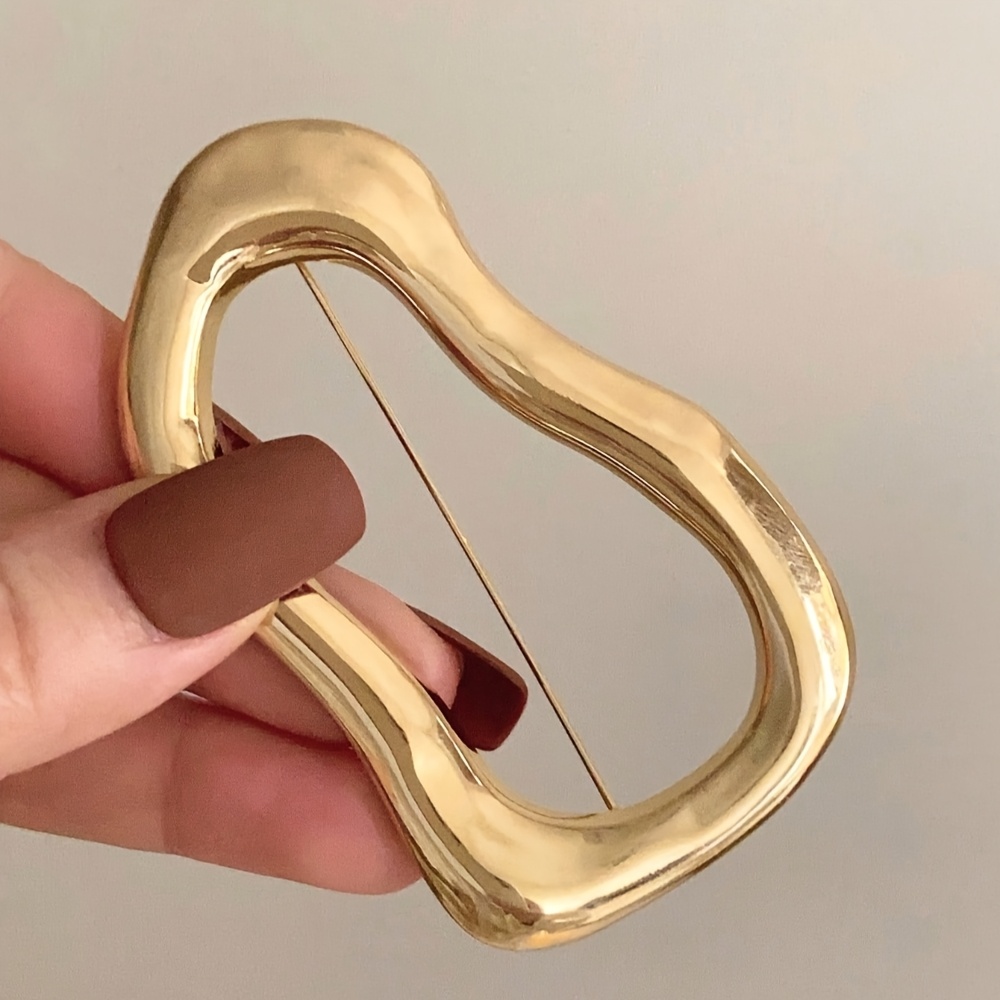 TEMU 1pc Trendy Minimalist Geometric Stainless Steel Brooch, Women's Trench /overcoat/suit Pin Decorative Buckle, Irregular-shaped Fashionable And