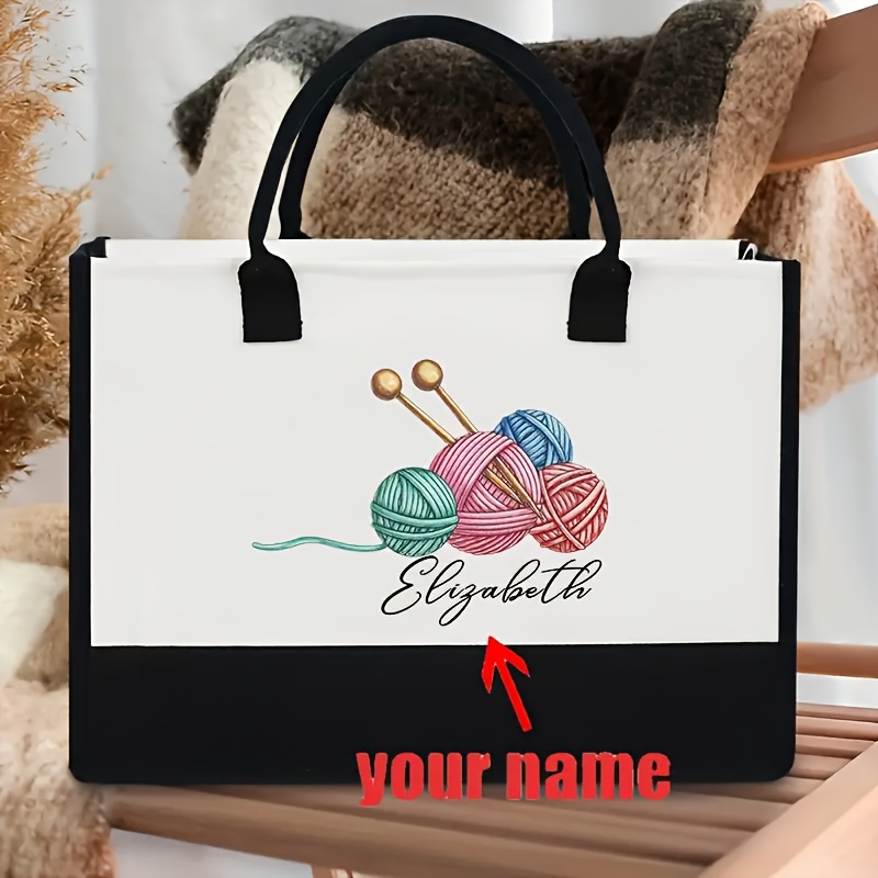 TEMU 1 Personalized Woven Jute Pattern Shopping Large Personalized Beach Bag, Monogrammed Gift Tote, Crochet Jute Bag, Crochet Sack, Gift For Mom,