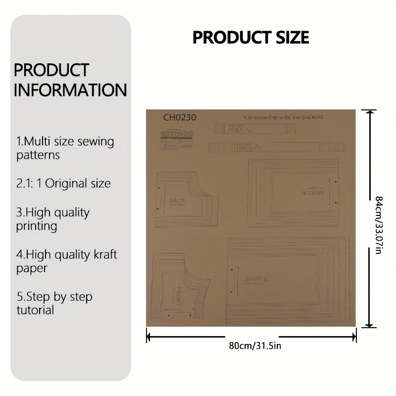 TEMU Dress Size 9 (6m-10y) Sewing Patterns, 1:1 Scale Garment Patterns, Beginner's Sewing Kit, Clothing Prototype Patterns, Perfect Tailoring And