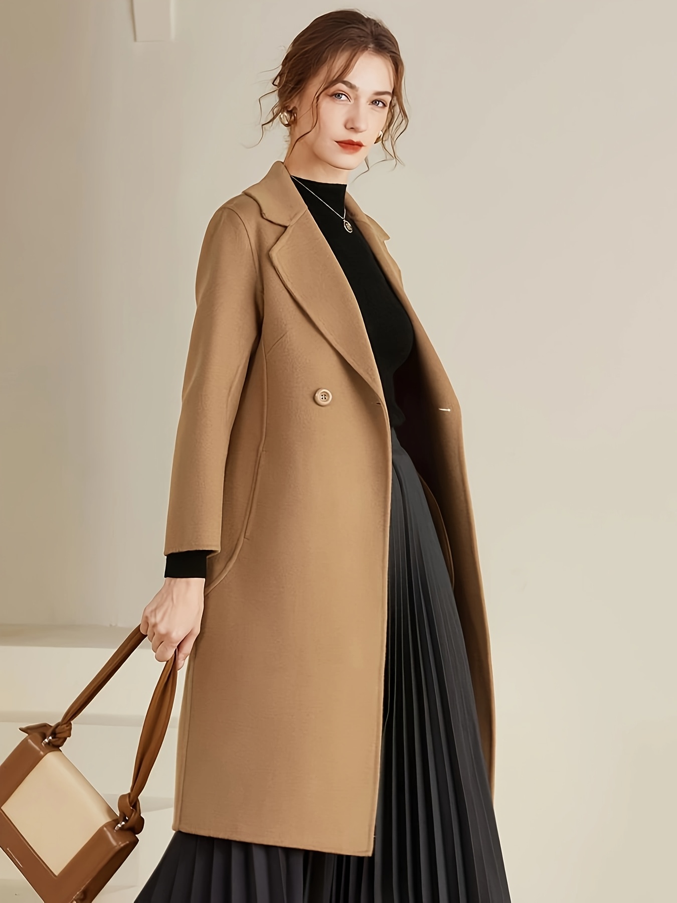 new autumn winter double faced coat women high end morandi - Temu